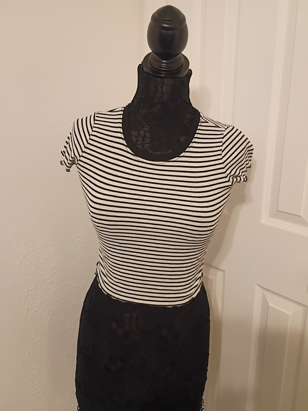 Heart Hips Black and White Striped Ribbed Tank Top